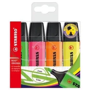   Szövegkiemelő készlet, 2-5 mm, STABILO "BOSS original", 4 különböző szín 4 db