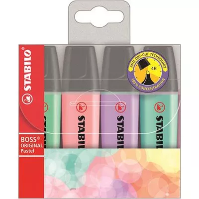 Szövegkiemelő készlet, 2-5 mm, STABILO "BOSS original Pastel2", 4 különböző szín 4 db