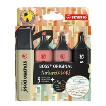   Szövegkiemelő készlet, 2-5 mm, STABILO "BOSS original NatureCOLORS", 4 különböző szín 4 db