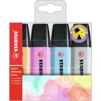   Szövegkiemelő készlet, 2-5 mm, STABILO "BOSS original Pastel", 4 különböző szín 4 db