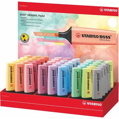 Szövegkiemelő display, 2-5 mm, STABILO "BOSS Pastel", vegyes pasztell színek (szín nem választható) 45 db