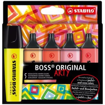   Szövegkiemelő készlet, 2-5 mm, STABILO "BOSS original Arty", 5 meleg szín 5 db