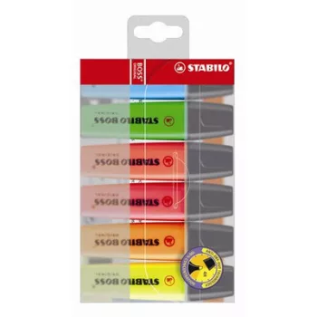  Szövegkiemelő készlet, 2-5 mm, STABILO "BOSS original", 6 különböző szín 6 db
