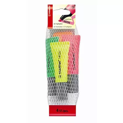 Szövegkiemelő készlet, 2-5 mm, STABILO "Neon", 4 különböző szín 4 db