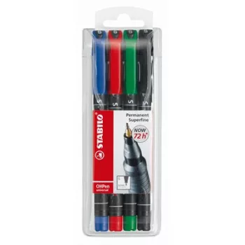   Alkoholos marker készlet, 0,4 mm, STABILO "OHPen S", 4 különböző szín 4 db