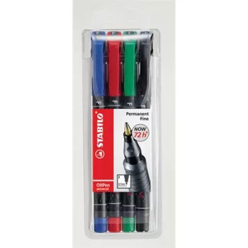   Alkoholos marker készlet, 0,7 mm, STABILO "OHPen F", 4 különböző szín 4 db