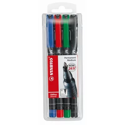 Alkoholos marker készlet, 1 mm, STABILO "OHPen M", 4 különböző szín 4 db