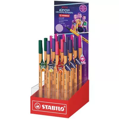Tűfilc display, 0,4 mm, STABILO "Point 88" "K-Pop démonvadászok"