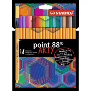   Tűfilc készlet, 0,4 mm, STABILO "Point 88 ARTY", 18 különböző szín 18 db
