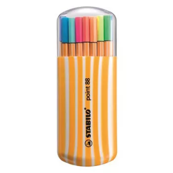   Tűfilc készlet, 0,4 mm, STABILO "Point 88 Zebrui", 15+5 különböző szín 20 db
