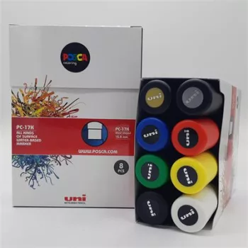   Dekormarker készlet, 15 mm, vágott, UNI "Posca PC-17K, 8 különböző szín 8 db