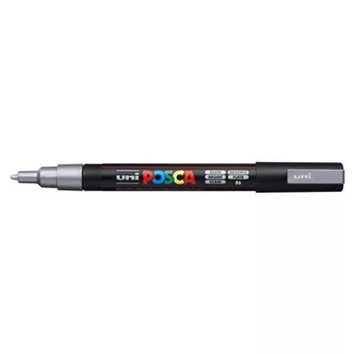 Dekormarker, 0,9-1,3 mm, UNI "Posca PC-3M", ezüst 1 db