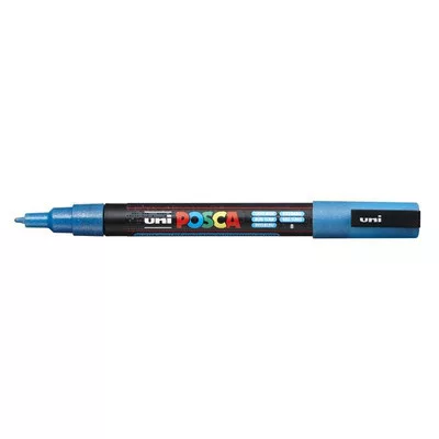 Dekormarker, 0,9-1,3 mm, UNI "Posca PC-3ML", fényes kék 1 db