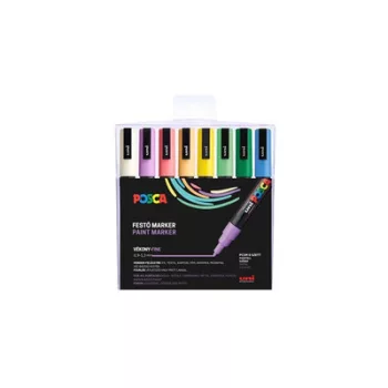   Dekormarker készlet, 0,9-1,3 mm, UNI "Posca PC-3M", 8 különböző pasztell szín 8 db