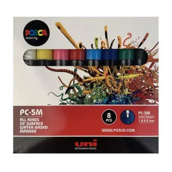  Dekormarker készlet, 1,8-2,5 mm, UNI "Posca PC-5M", 8 különböző szín 8 db