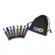 Dekormarker készlet, 1,8-2,5 mm, UNI "Posca Pouch PC-5M", 8 különböző szín, tartóval 8 db