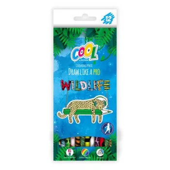   Színes ceruza készlet, háromszögletű, COOL BY VICTORIA "Wildlife", 12 különböző szín 12 db
