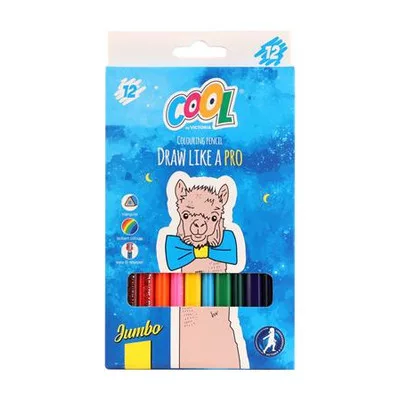 Színes ceruza készlet, háromszögletű, vastag, COOL BY VICTORIA, 12 különböző szín 12 db