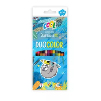   Színes ceruza készlet, háromszögletű, kétvégű, COOL BY VICTORIA "Duocolor", 24 különböző szín 12 db