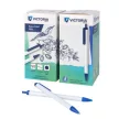 Golyóstoll, 0,7 mm, nyomógombos, kék-fehér tolltest, VICTORIA OFFICE, kék 50 db
