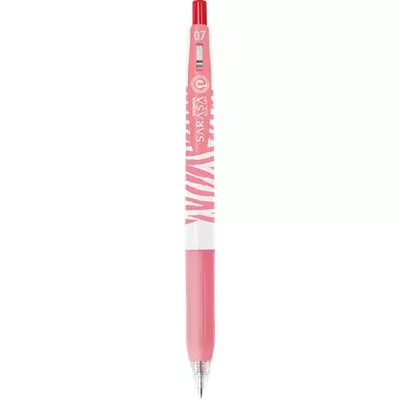 Zseléstoll, 0,33 mm, nyomógombos, csíkos test, ZEBRA "Sarasa Clip Pastel", pasztellpiros 1 db