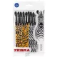 Golyóstoll, 0,27 mm, kupakos, vegyes testszín, ZEBRA "Animal Doodler'z", kék 10 db