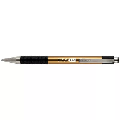 Golyóstoll, 0,24 mm, nyomógombos, arany színű tolltest, ZEBRA "F-301 A", kék 1 db