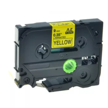   Utángyártott BROTHER TZe621 szalagkazetta 9mm x 8m SÁRGA / YELLOW alapon FEKETE / BLACK felirat