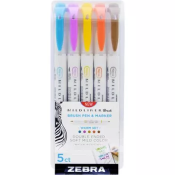   Ecsetirón készlet, kétvégű ZEBRA "Mildliner Warm", 5 szín 5 db