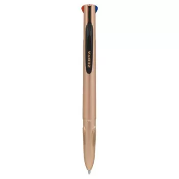   Golyóstoll, 0,37 mm, nyomógombos, négyszínű, ZEBRA "Smooth", rose gold 1 db