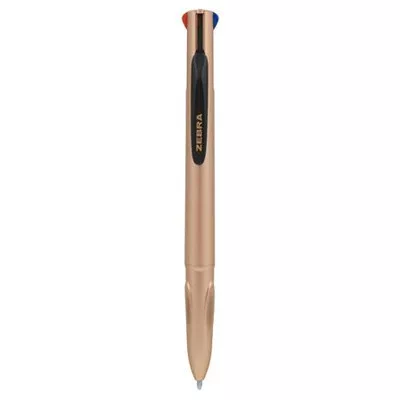 Golyóstoll, 0,37 mm, nyomógombos, négyszínű, ZEBRA "Smooth", rose gold 1 db