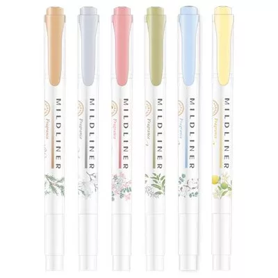 Szövegkiemelő készlet, 1,4/4 mm, kétvégű, ZEBRA "Mildliner Scented Fragrance", 6 különböző szín 5 db