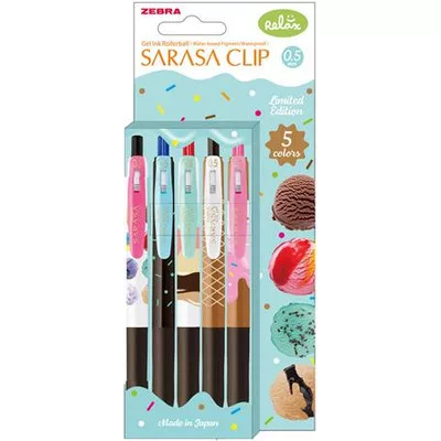 Zseléstoll, 0,33 mm, nyomógombos, ZEBRA "Sarasa Clip Ice Cream", 5 különböző szín