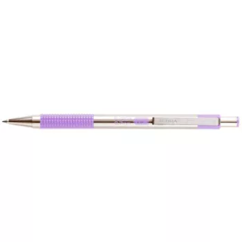   Golyóstoll, 0,24 mm, nyomógombos, rozsdamentes acél, pasztell-lila tolltest, ZEBRA "F-301", kék 1 db