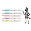 Golyóstoll, 0,24 mm, nyomógombos, rozsdamentes acél, pasztell-lila tolltest, ZEBRA "F-301", kék 1 db