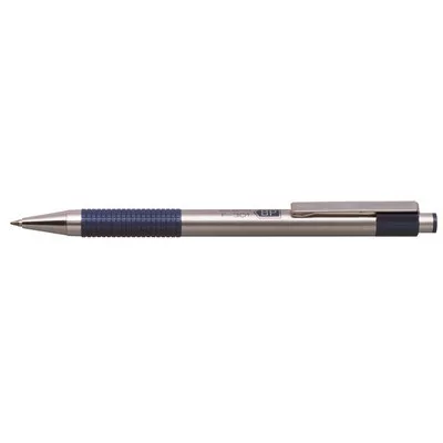 Golyóstoll, 0,24 mm, nyomógombos, rozsdamentes acél, kék tolltest, ZEBRA "F-301", kék 1 db