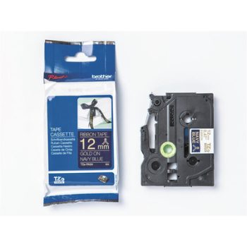   Brother P-touch TZe-RN34 szövetszalag, 12mm széles, 4 méter hosszú - SÖTÉTKÉK alapon ARANYSZÍNŰ felirat
