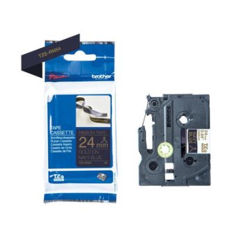   Brother P-touch TZe-RN54 szövetszalag, 24mm széles, 4 méter hosszú - SÖTÉTKÉK alapon ARANYSZÍNŰ felirat