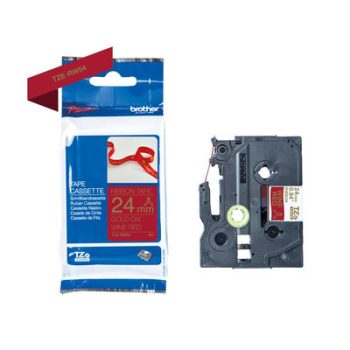   Brother P-touch TZe-RW54 szövetszalag, 24mm széles, 4 méter hosszú - BORDÓ alapon ARANYSZÍNŰ felirat