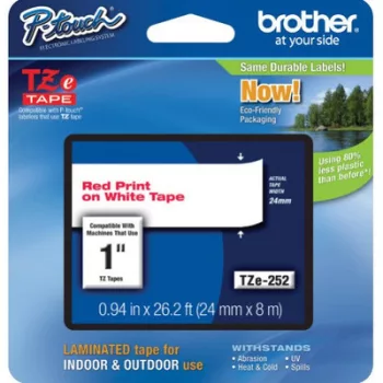   Brother TZe-252 24 mm széles 8 m hosszú szalagkazetta - FEHÉR alapon PIROS felirat