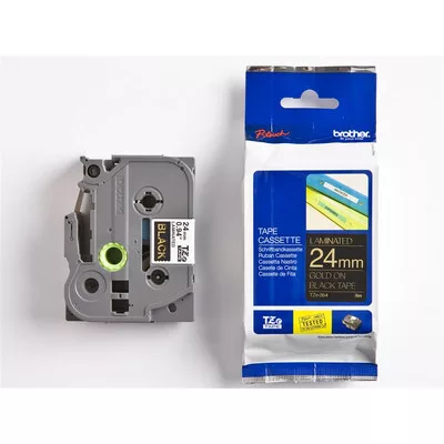 Brother P-touch TZe-354 szalagkazetta, 24mm széles, 8 méter hosszú - FEKETE / BLACK alapon ARANY felirat