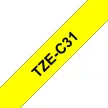 Feliratozógép szalag, 12mm x 5m, BROTHER, (Tze-C31)  12mm széles, 8 méter hosszú / kazetta - SÁRGA / YELLOW alapon FEKETE / BLACK felirat