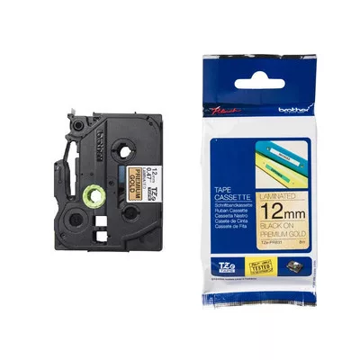 Brother P-touch TZe-PR831 szalagkazetta, 12mm széles, 8 méter hosszú - ARANY alapon FEKETE / BLACK felirat