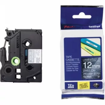   Brother TZe-PR935 12 mm széles 8 m hosszú szalagkazetta - CSILLOGÓ EZÜST alapon FEHÉR felirat