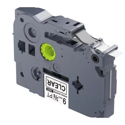 Utángyártott BROTHER TZeS121 szalagkazetta 9mm x 8m ÁTLÁTSZÓ alapon FEKETE / BLACK