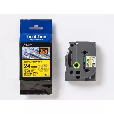 Brother P-touch TZe-SL651 szalagkazetta, 24mm széles, 8 méter hosszú - SÁRGA / YELLOW alapon FEKETE / BLACK felirat