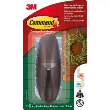   Műanyag akasztó, ovális, bronz, L méret, 1 db,  3M SCOTCH "Command™"
