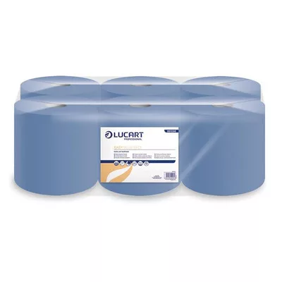 Kéztörlő, tekercses, 1 rétegű, LUCART, "Easy Blue", kék 6 tek