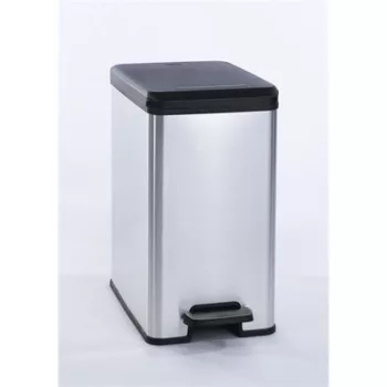   Pedálos szemetes, 25 l, CURVER "Slim Bin", fekete-ezüst 1 db
