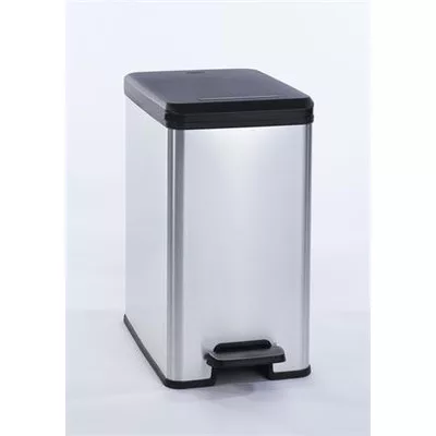 Pedálos szemetes, 25 l, CURVER "Slim Bin", fekete-ezüst 1 db